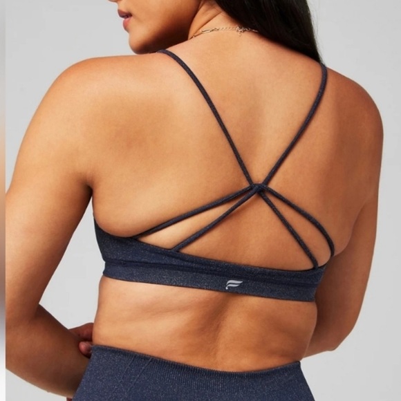 Fabletics Deep Navy Sparkle Seamless Bra & High Waisted Legging SET Size Medium - Picture 3 of 8